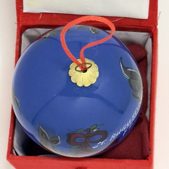 Glass Painted Christmas Ornament, Saint Augustine Florida Dolphin Holiday w/Box - Picture 4 of 10